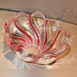 Mikasa Peppermint Swirl Candy Candle Crystal Dish Bowl